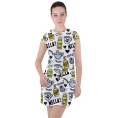 Everyday Things Pattern Drawstring Hooded Dress