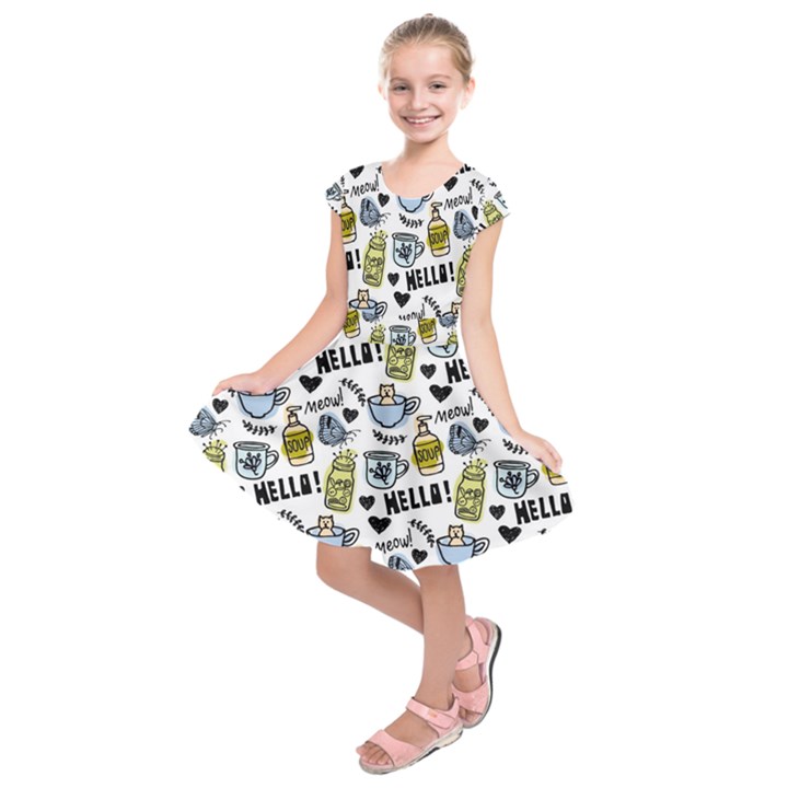 Everyday Things Pattern Kids  Short Sleeve Dress