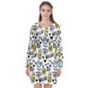 Everyday Things Pattern Long Sleeve Chiffon Shift Dress  View1