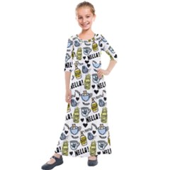 Everyday Things Pattern Kids  Quarter Sleeve Maxi Dress by Vaneshart