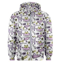 Hand Drawn Cute Cat Pattern Men s Zipper Hoodie