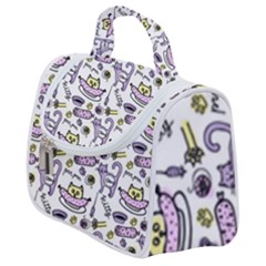 Hand Drawn Cute Cat Pattern Satchel Handbag by Vaneshart