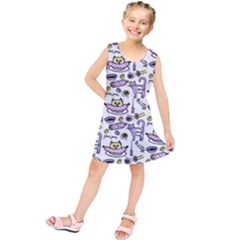 Hand Drawn Cute Cat Pattern Kids  Tunic Dress by Vaneshart