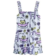 Hand Drawn Cute Cat Pattern Kids  Layered Skirt Swimsuit by Vaneshart