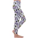 Hand Drawn Cute Cat Pattern Kids  Lightweight Velour Leggings View3