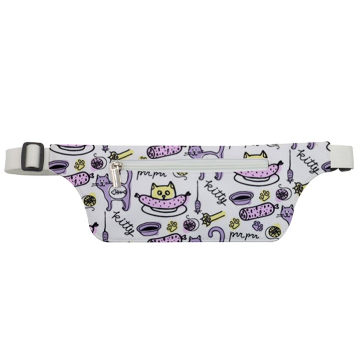 Hand Drawn Cute Cat Pattern Active Waist Bag