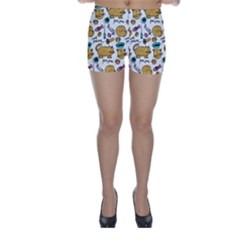 Hand Drawn Kitten Pattern With Elements Skinny Shorts by Vaneshart