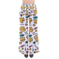 Hand Drawn Kitten Pattern With Elements So Vintage Palazzo Pants by Vaneshart