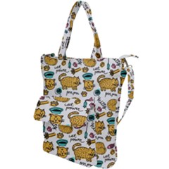 Hand Drawn Kitten Pattern With Elements Shoulder Tote Bag by Vaneshart