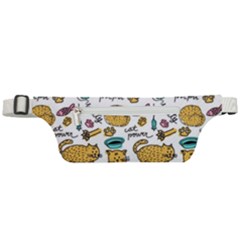 Hand Drawn Kitten Pattern With Elements Active Waist Bag