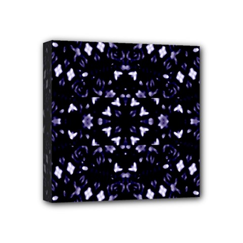 Dark Blue Ornament Pattern Design Mini Canvas 4  X 4  (stretched)