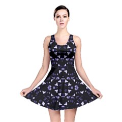 Dark Blue Ornament Pattern Design Reversible Skater Dress by dflcprintsclothing