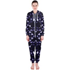 Dark Blue Ornament Pattern Design Hooded Jumpsuit (ladies)  by dflcprintsclothing