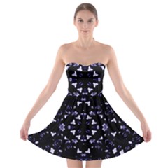 Dark Blue Ornament Pattern Design Strapless Bra Top Dress