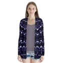 Dark Blue Ornament Pattern Design Drape Collar Cardigan View1