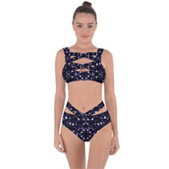 Dark Blue Ornament Pattern Design Bandaged Up Bikini Set 