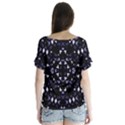 Dark Blue Ornament Pattern Design V-Neck Flutter Sleeve Top View2