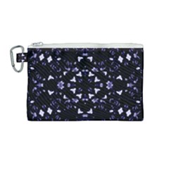 Dark Blue Ornament Pattern Design Canvas Cosmetic Bag (medium)