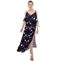 Dark Blue Ornament Pattern Design Maxi Chiffon Cover Up Dress View1