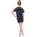 Dark Blue Ornament Pattern Design Kids  Mesh Tee and Shorts Set View2