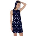 Dark Blue Ornament Pattern Design Racer Back Hoodie Dress View1