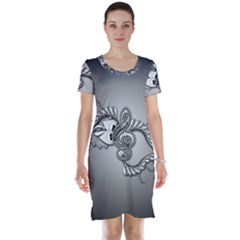 Decorative Clef, Zentangle Design Short Sleeve Nightdress by FantasyWorld7