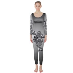 Decorative Clef, Zentangle Design Long Sleeve Catsuit by FantasyWorld7