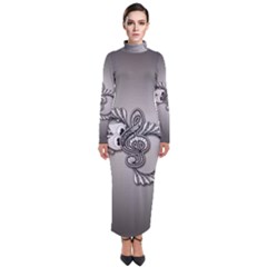 Decorative Clef, Zentangle Design Turtleneck Maxi Dress by FantasyWorld7