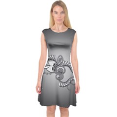 Decorative Clef, Zentangle Design Capsleeve Midi Dress by FantasyWorld7