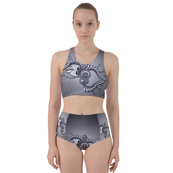 Decorative Clef, Zentangle Design Racer Back Bikini Set