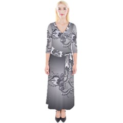 Decorative Clef, Zentangle Design Quarter Sleeve Wrap Maxi Dress by FantasyWorld7