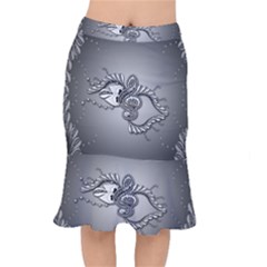 Decorative Clef, Zentangle Design Short Mermaid Skirt by FantasyWorld7