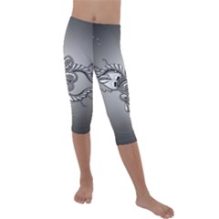 Decorative Clef, Zentangle Design Kids  Lightweight Velour Capri Leggings  by FantasyWorld7