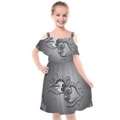 Decorative Clef, Zentangle Design Kids  Cut Out Shoulders Chiffon Dress by FantasyWorld7