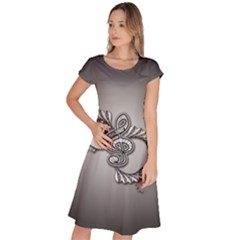 Decorative Clef, Zentangle Design Classic Short Sleeve Dress by FantasyWorld7