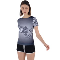 Decorative Clef, Zentangle Design Back Circle Cutout Sports Tee by FantasyWorld7