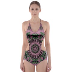 Sakura Wreath And Cherry Blossoms In Harmony Cut-out One Piece Swimsuit by pepitasart