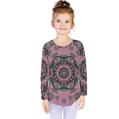 Sakura Wreath And Cherry Blossoms In Harmony Kids  Long Sleeve Tee