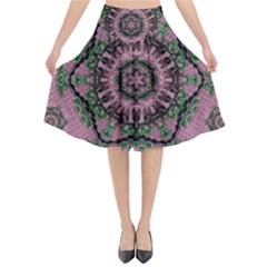 Sakura Wreath And Cherry Blossoms In Harmony Flared Midi Skirt