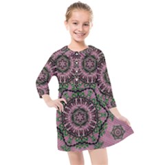 Sakura Wreath And Cherry Blossoms In Harmony Kids  Quarter Sleeve Shirt Dress