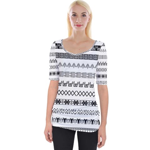 Borders Ikat Ethnic Frame Tribal Wide Neckline Tee by Wegoenart