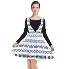 Borders Ikat Ethnic Frame Tribal Plunge Pinafore Dress