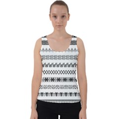 Borders Ikat Ethnic Frame Tribal Velvet Tank Top by Wegoenart