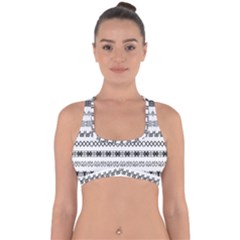 Borders Ikat Ethnic Frame Tribal Cross Back Hipster Bikini Top  by Wegoenart