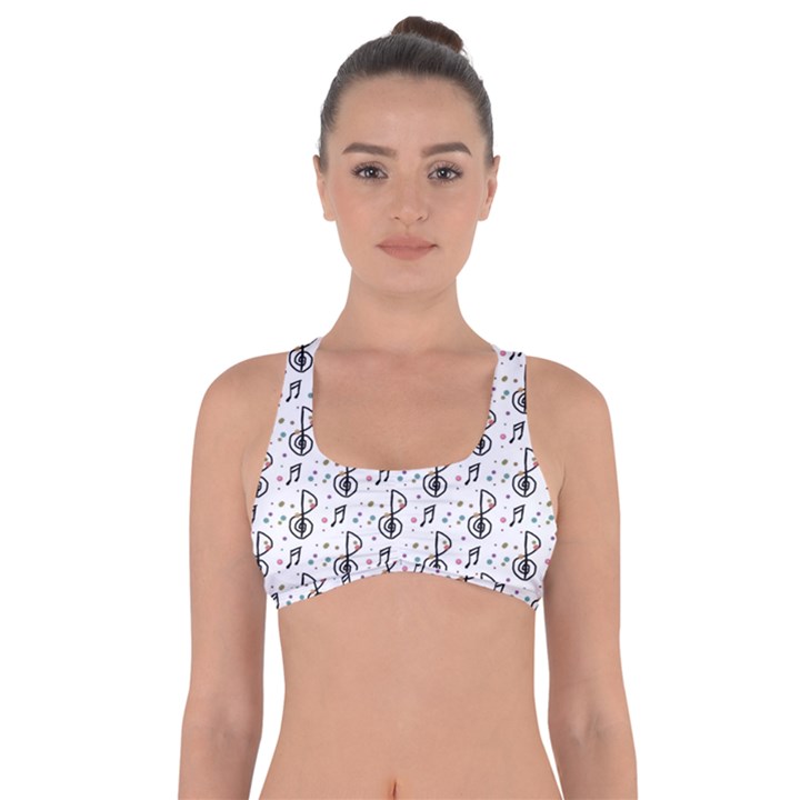 Musical Notes Pattern Got No Strings Sports Bra