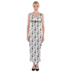 Musical Notes Pattern Fitted Maxi Dress by Wegoenart