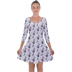 Musical Notes Pattern Quarter Sleeve Skater Dress by Wegoenart