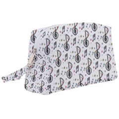 Musical Notes Pattern Wristlet Pouch Bag (large) by Wegoenart