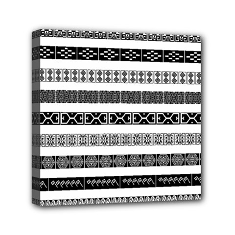 Borders Ikat Ethnic Frame Tribal Mini Canvas 6  X 6  (stretched) by Wegoenart