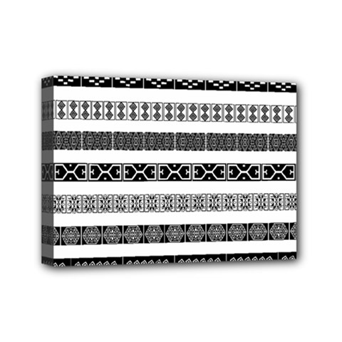 Borders Ikat Ethnic Frame Tribal Mini Canvas 7  X 5  (stretched) by Wegoenart